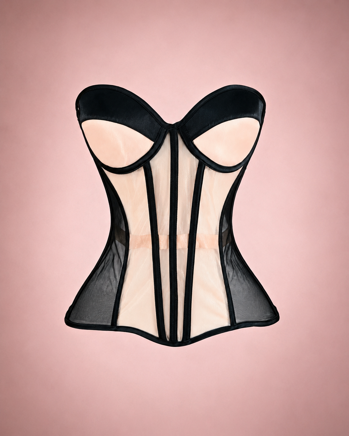Noir Illusion Mesh Corset Top