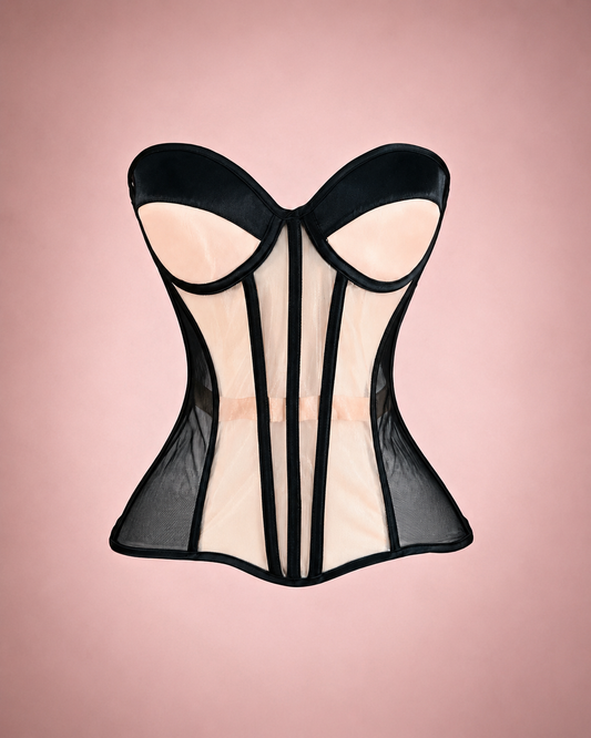 Noir Illusion Mesh Corset Top